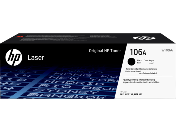 HP 106A Black, Original Laser Toner Cartridge (W1106A)