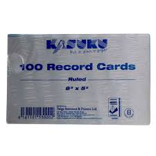 KASUKU RECORD CARDS 8"X5"